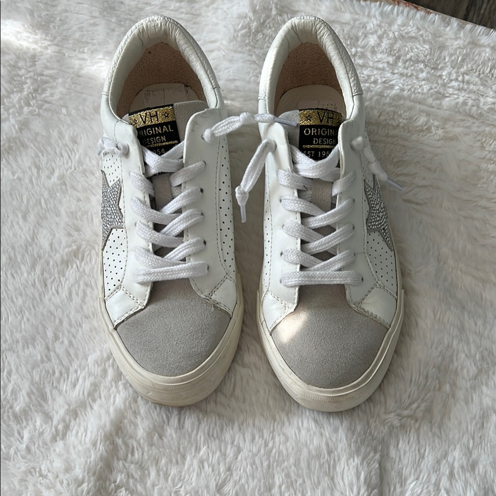 White and Silver Sneakers